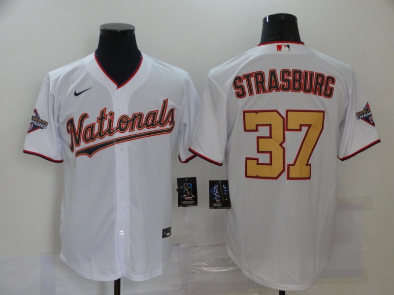Men's Washington Nationals Stephen Strasburg #37 White Stitched Jersey Men's Washington Nationals Stephen Strasburg #37 White Stitched Jersey